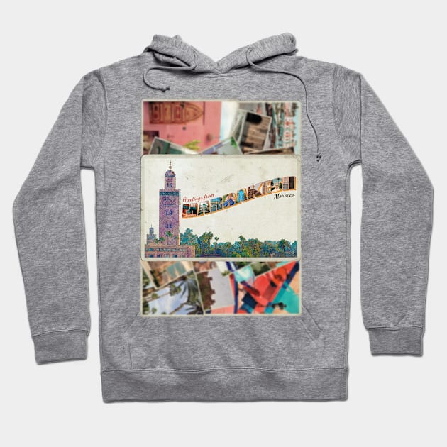 Greetings from Marrakesh in Morocco Vintage style retro souvenir Hoodie by DesignerPropo